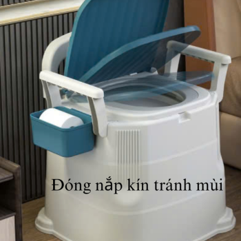 Bồn cầu di động thông minh - Bô vệ sinh cho người già, người khó vận động, tay vịn chắc chắn, tải trọng 100kg